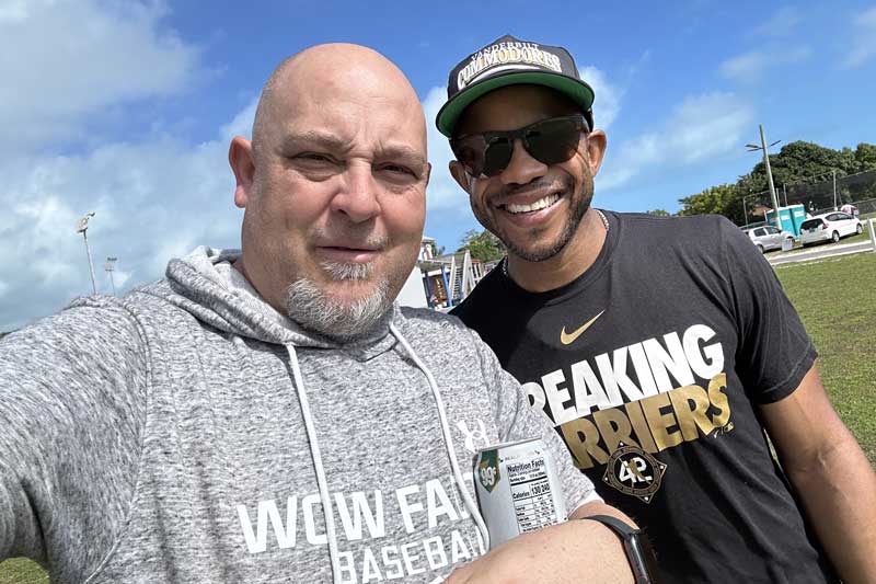 Justin Smith, owner of Wow Factor Carolinas, and Antoan Richardson, former 1st base coach of the SF Giants and current 1st base coach of the NY Mets.